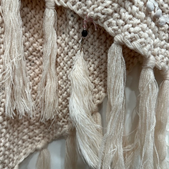 Soft Knit Poncho with Star Decor & Feather Tassels - Picture 6 of 14